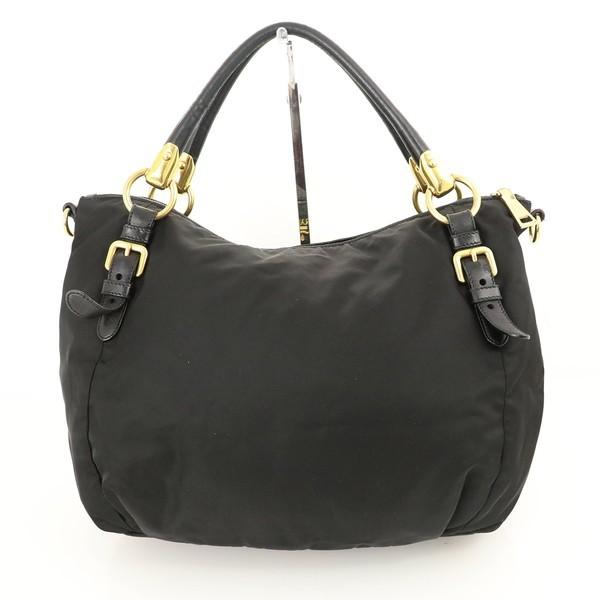 プラダ PRADA ネロ ブラック×ゴールド ナイロン×レザー ハンドバッグ
