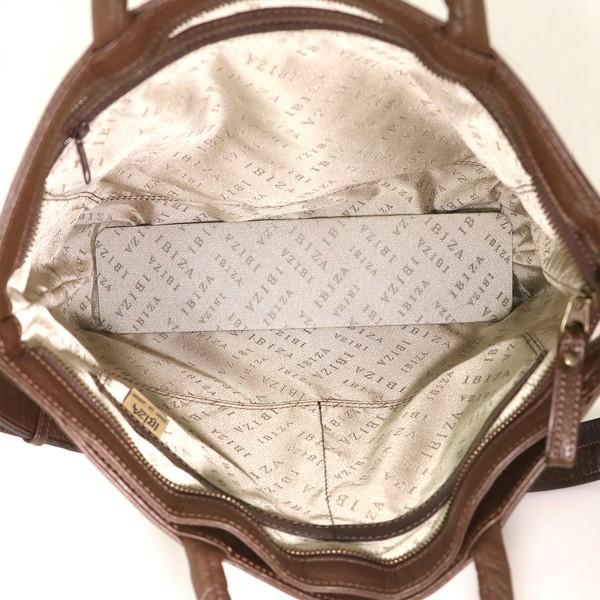 イビザ IBIZA ブラウン レザー×ナイロン 2wayバッグ フラワー パッチ