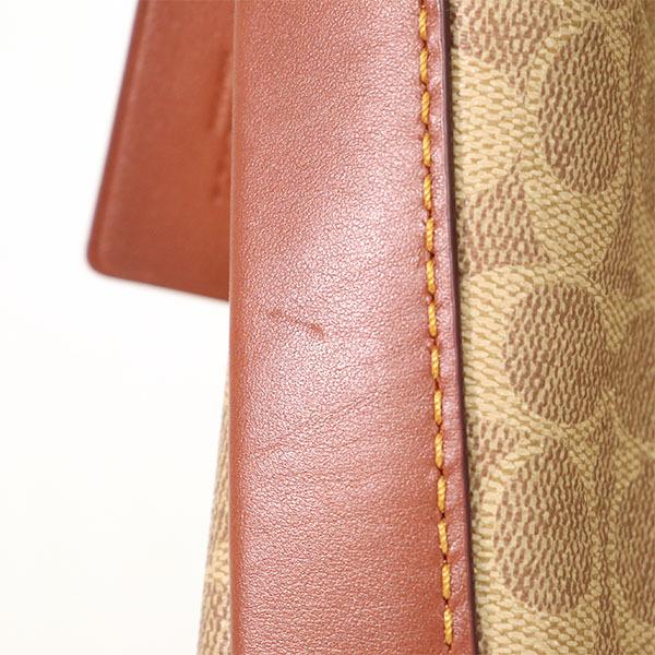 コーチ COACH シグネチャー ブラウン PVC レザー トートバッグ