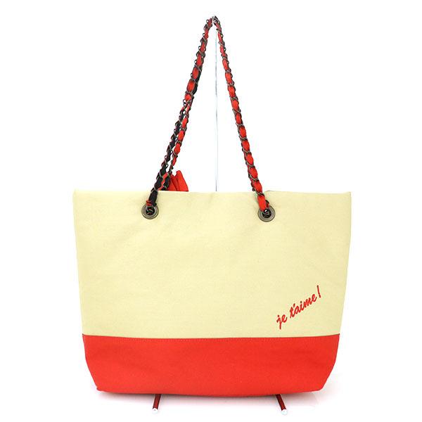 ランバンコレクション LANVIN COLLECTION ベージュ レッド キャンバス