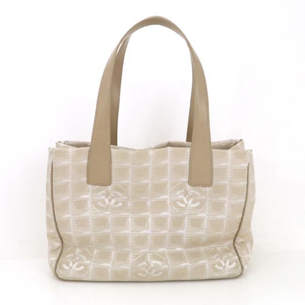 シャネル CHANEL ベージュ ナイロン レザー ニュートラベルライン 