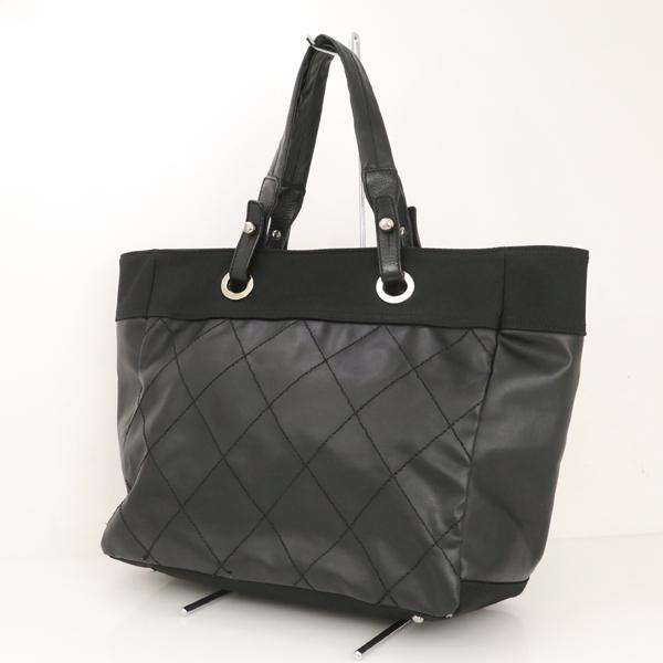 シャネル CHANEL ブラック コーティングキャンバス パリビアリッツGM