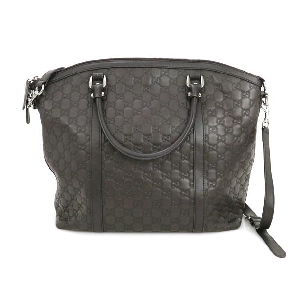 グッチ GUCCI GG柄 ダークブラウン シマレザー トートバッグ 2way