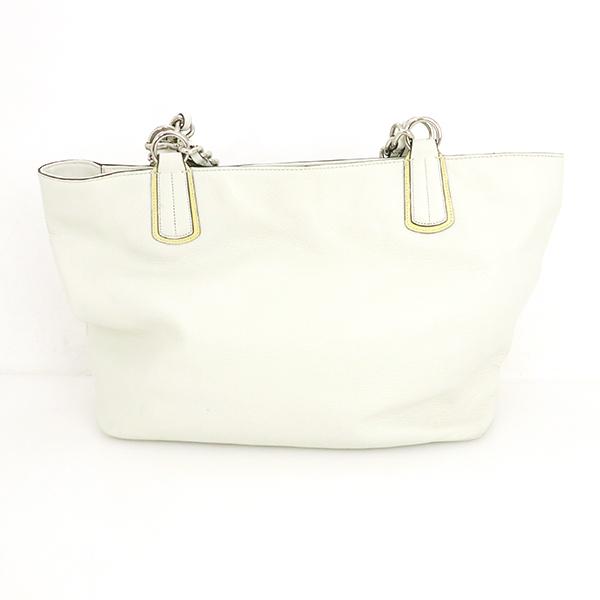 コーチ COACH オフホワイト イエロー オプアート レザー エナメル