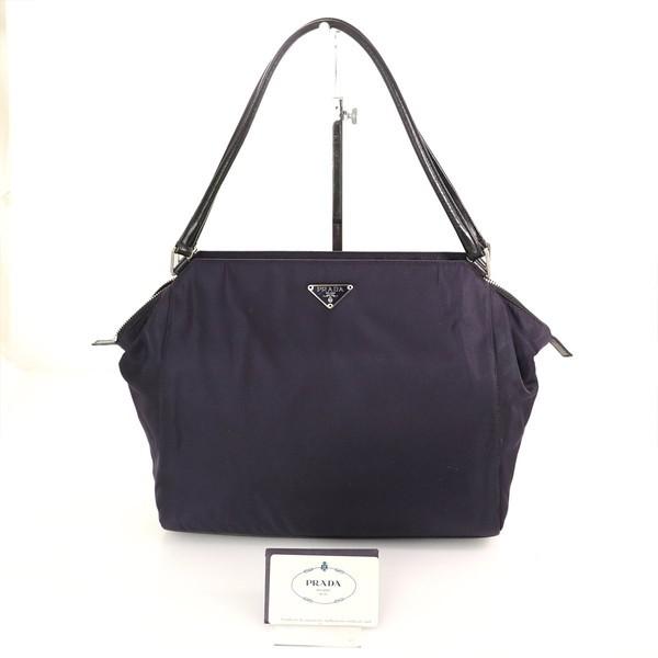 m*g様 PRADA プラダ ハンドバッグ プラダ PRADA ネイビー ナイロン レザー B11093 ハンドバッグ