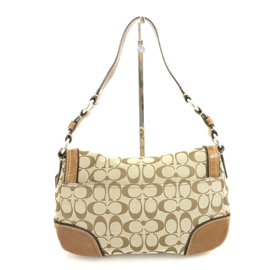 コーチ COACH ブラウン レザー キャンバス ワンショルダーバッグ