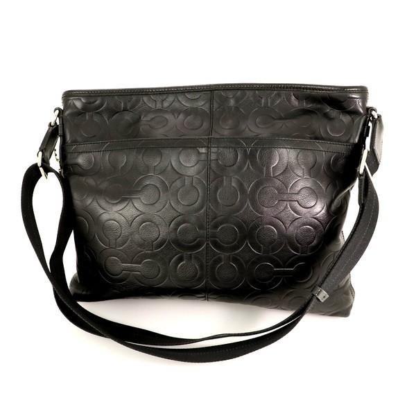 コーチ COACH オプアート ブラック レザージップトップクロス