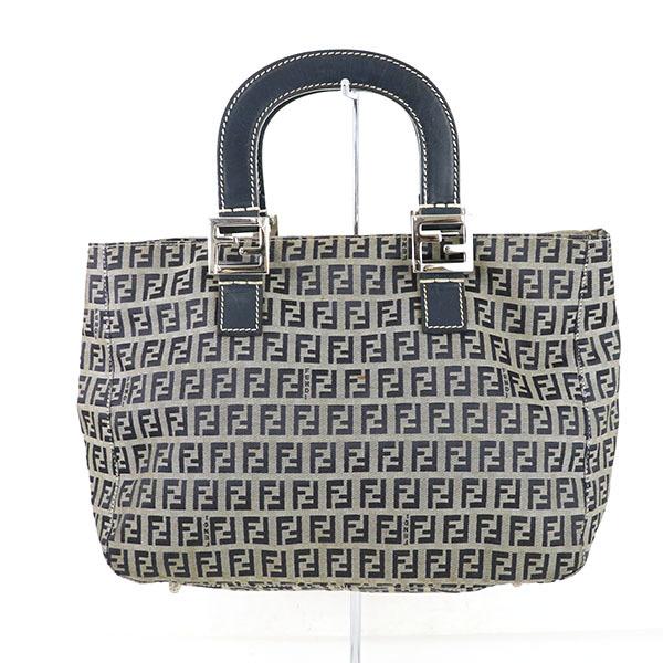 FENDI フェンディ ハンドバッグ ネイビー ズッカ柄 フェンディ FENDI ネイビー キャンバス ズッカ柄 ハンドバッグ 鞄