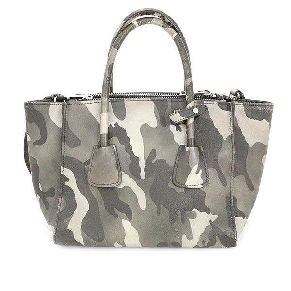 プラダ PRADA グレー系 レザー 2wayバッグ 迷彩柄 カモフラ 鞄 プラダ PRADA グレー系 レザー 2wayバッグ 迷彩柄 カモフラ 鞄