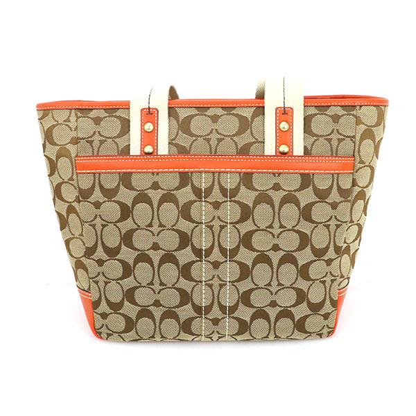 コーチ COACH ベージュ オレンジ シグネチャー キャンバス トート 
