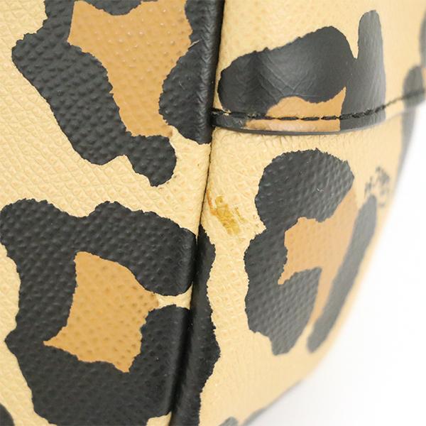 コーチ COACH レオパード ベージュ ブラック ヒョウ柄 PVC レザー