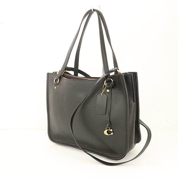 コーチ COACH ブラック レザー タイラーキャリーオール C3768 2wayバッグ トートバッグ レディース 【kk】【中古】｜everydaygoldrush