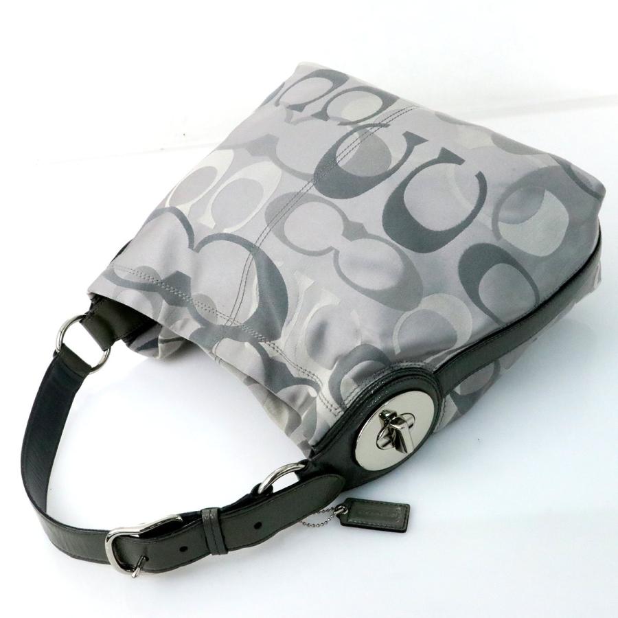 コーチ COACH シグネチャー グレー キャンバス レザー ワンショルダー