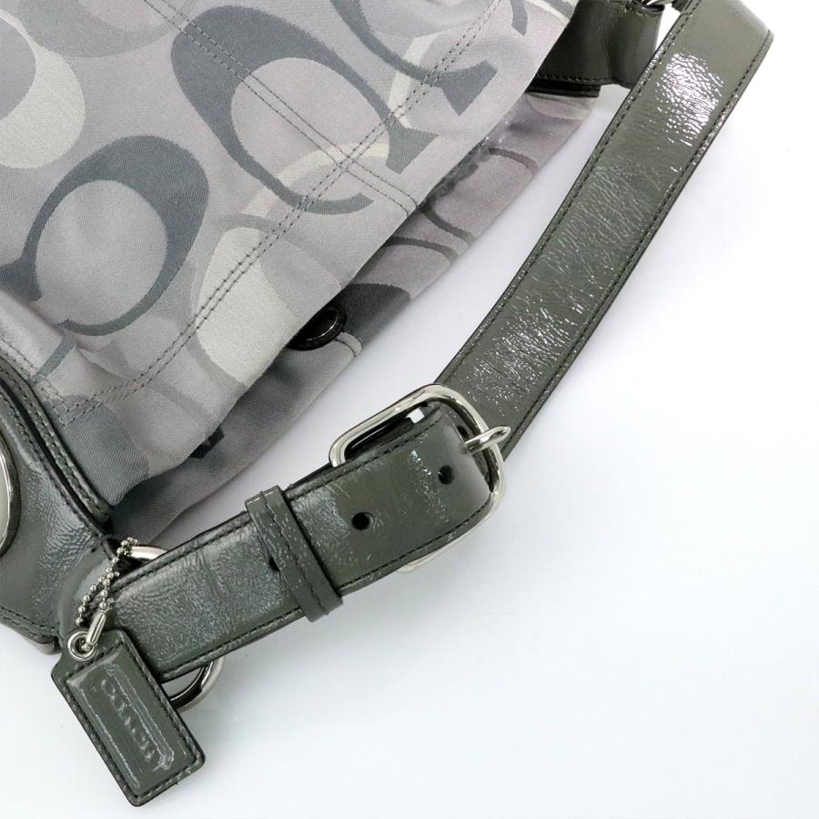 COACH グレーキャンバスショルダーバッグ コーチ COACH シグネチャー グレー キャンバス レザー ワンショルダー