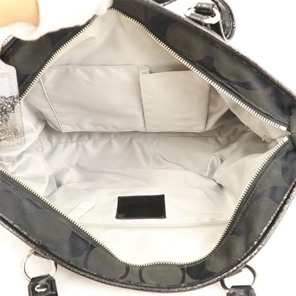 コーチ COACH シグネチャー ブラック キャンバス エナメル 2wayバッグ