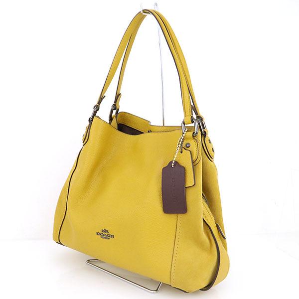 コーチ COACH マスタード イエロー レザー スエード ショルダーバッグ 