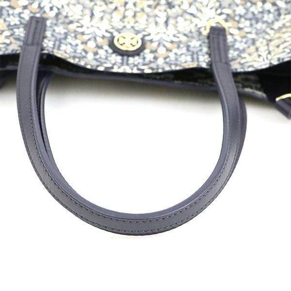 トリーバーチ TORY BURCH 花柄×ネイビー PVC キャンバス 2way トート