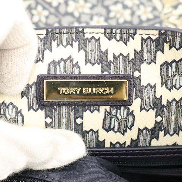 トリーバーチ TORY BURCH 花柄×ネイビー PVC キャンバス 2way トート