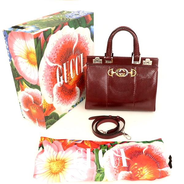 グッチ GUCCI パイソン アンティークボルドー ズゥミ スネークスキン 