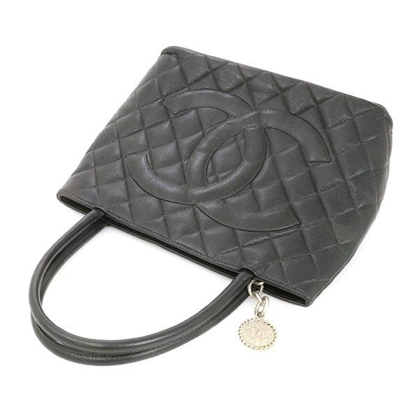 シャネル CHANEL ブラック キャビアスキン 復刻トート ココマーク 