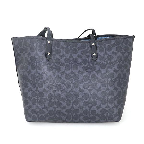 コーチ COACH シグネチャー メタリックブルー ネイビーグレー PVC