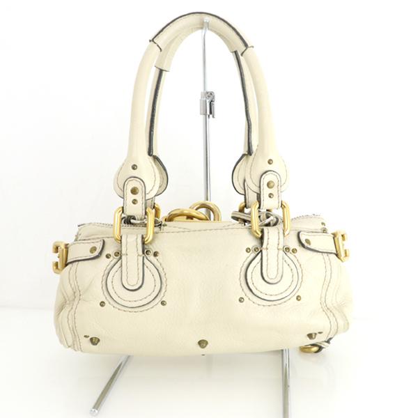 クロエ CHLOE アイボリー ゴールド金具 レザー ミニパディントン