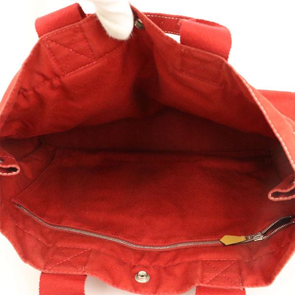エルメス HERMES レッド コットンキャンバス フールトゥMM トート