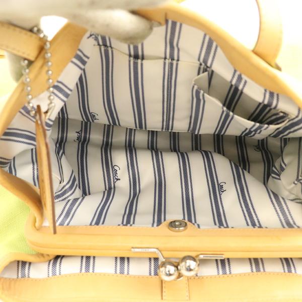 コーチ COACH ライトグリーン キャメル キャンバス レザー