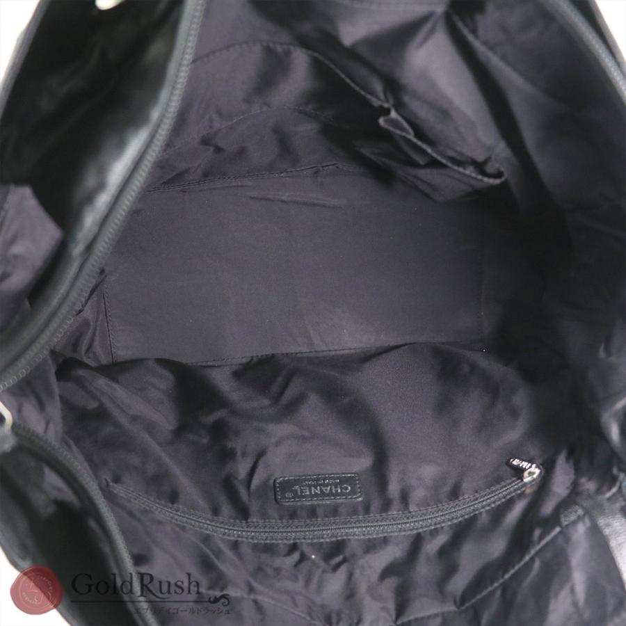 CHANEL バッグ 黒 ナイロン ニュートラベルライン シャネル トートバッグ ナイロン×レザー