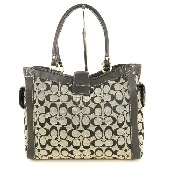 コーチ COACH シグネチャー ベージュ×ブラック キャンバス レザー 