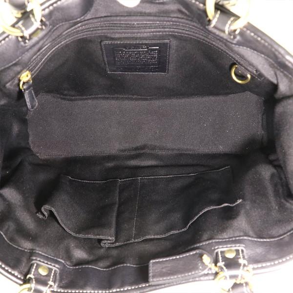 コーチ COACH シグネチャー ベージュ×ブラック キャンバス レザー 