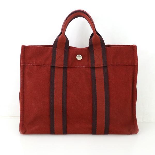 エルメス Hermes レッド 赤 キャンバス フールトゥPM ハンドバッグ