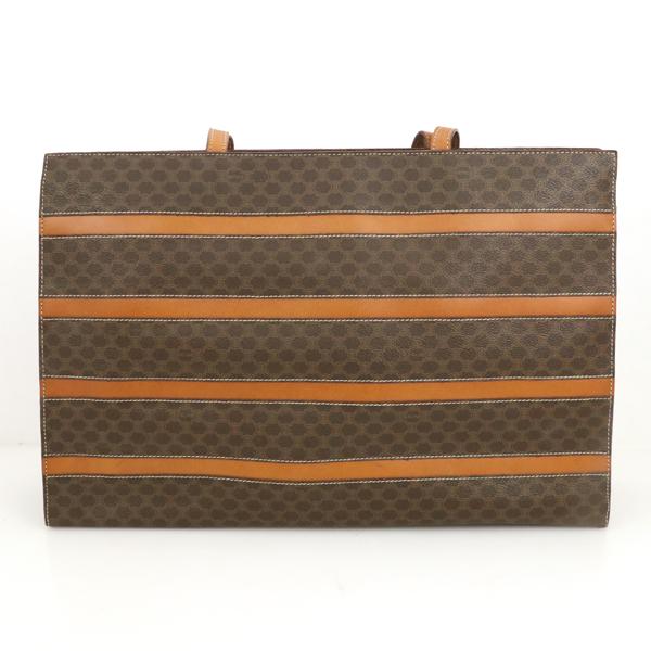 CELINEトートバッグ　マカダム柄レザー　PVCメンズ•レディース CELINE セリーヌ トートバッグ マカダム柄 PVC レザー ブラウン