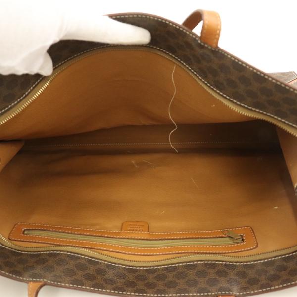 極美品 CELINE PVC レザー トートバッグ マカダム柄 筒型 ブラウン CELINE セリーヌ トートバッグ マカダム柄 PVC レザー ブラウン