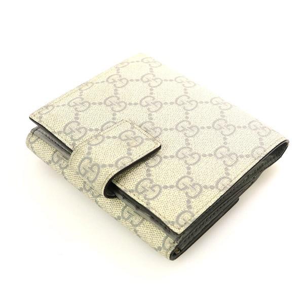 グッチ GUCCI GG柄 グレー レザー Wホック財布 212105 二つ折 グッチ GUCCI GG柄 グレー レザー Wホック財布 212105 二つ折