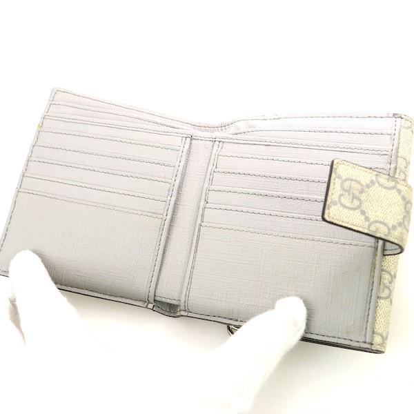 グッチ GUCCI GG柄 グレー レザー Wホック財布 212105 二つ折 グッチ GUCCI GG柄 グレー レザー Wホック財布 212105 二つ折