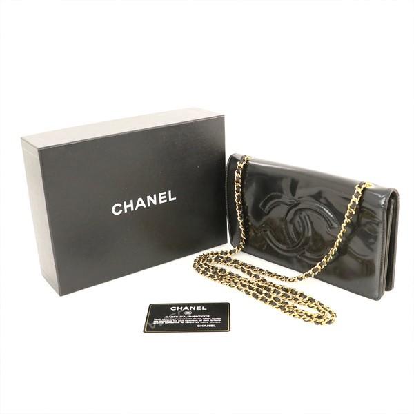 シャネル CHANEL ブラック エナメル パテントレザー ココマーク