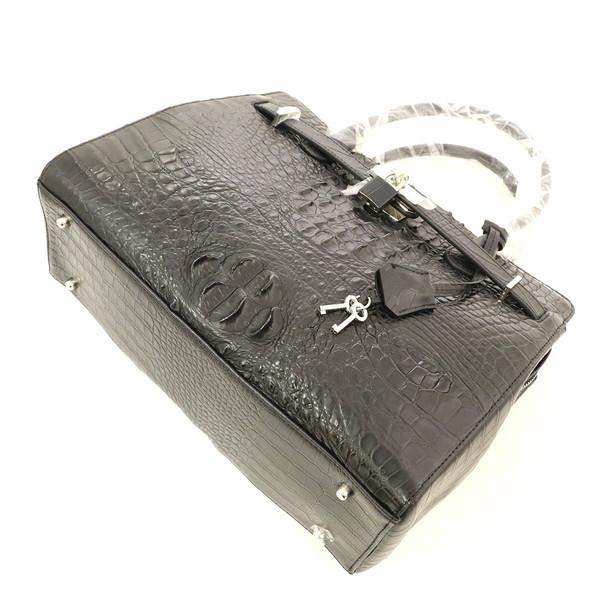 ロダニア RODANIA ブラック クロコダイル ハンドバッグ 3002L 牛革