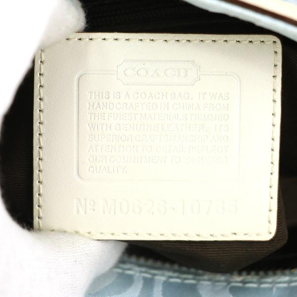 コーチ COACH シグネチャー ホワイト ライトブルー レザー キャンバス