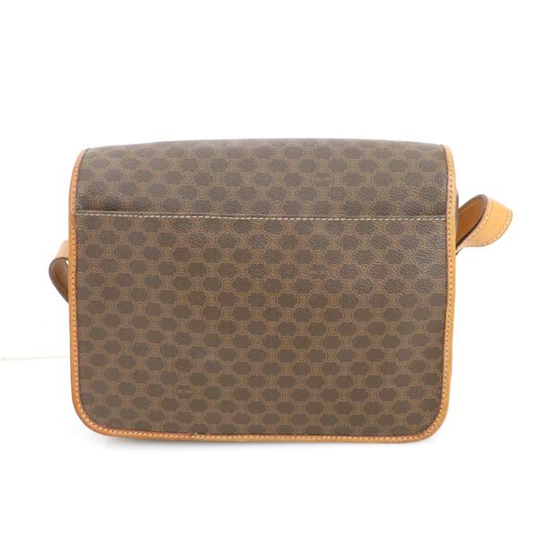 セリーヌ CELINE マカダム柄 ブラウン 茶 PVC レザー ショルダーバッグ  