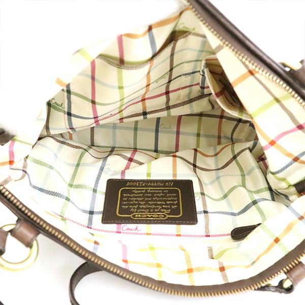 コーチ COACH シグネチャー ブラウン キャンバス レザー トートバッグ