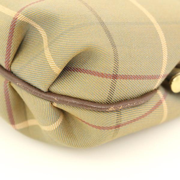 バーバリー BURBERRY チェック ブラウン キャンバス レザー がま口