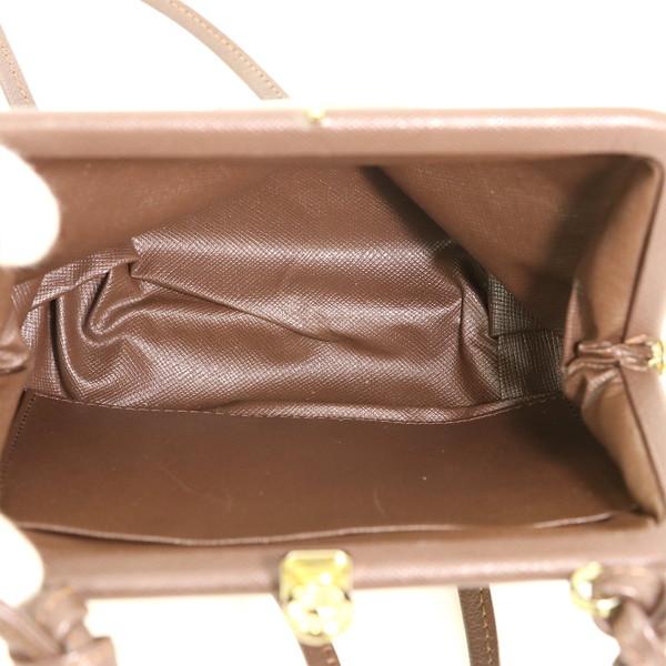 バーバリー BURBERRY チェック ブラウン キャンバス レザー がま口