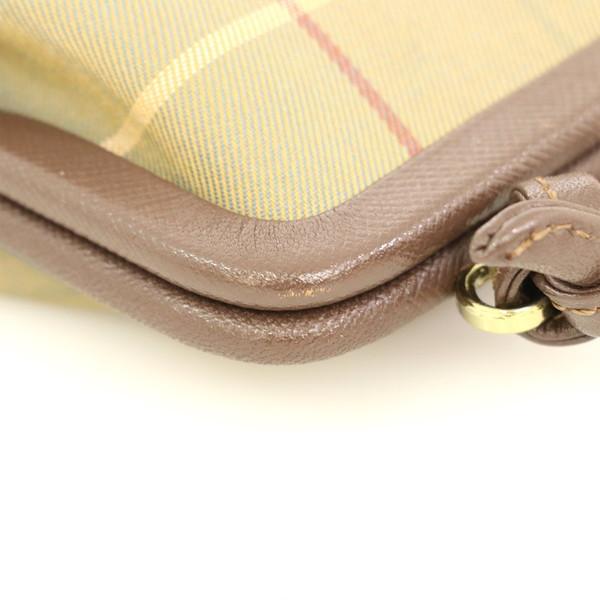 バーバリー BURBERRY チェック ブラウン キャンバス レザー