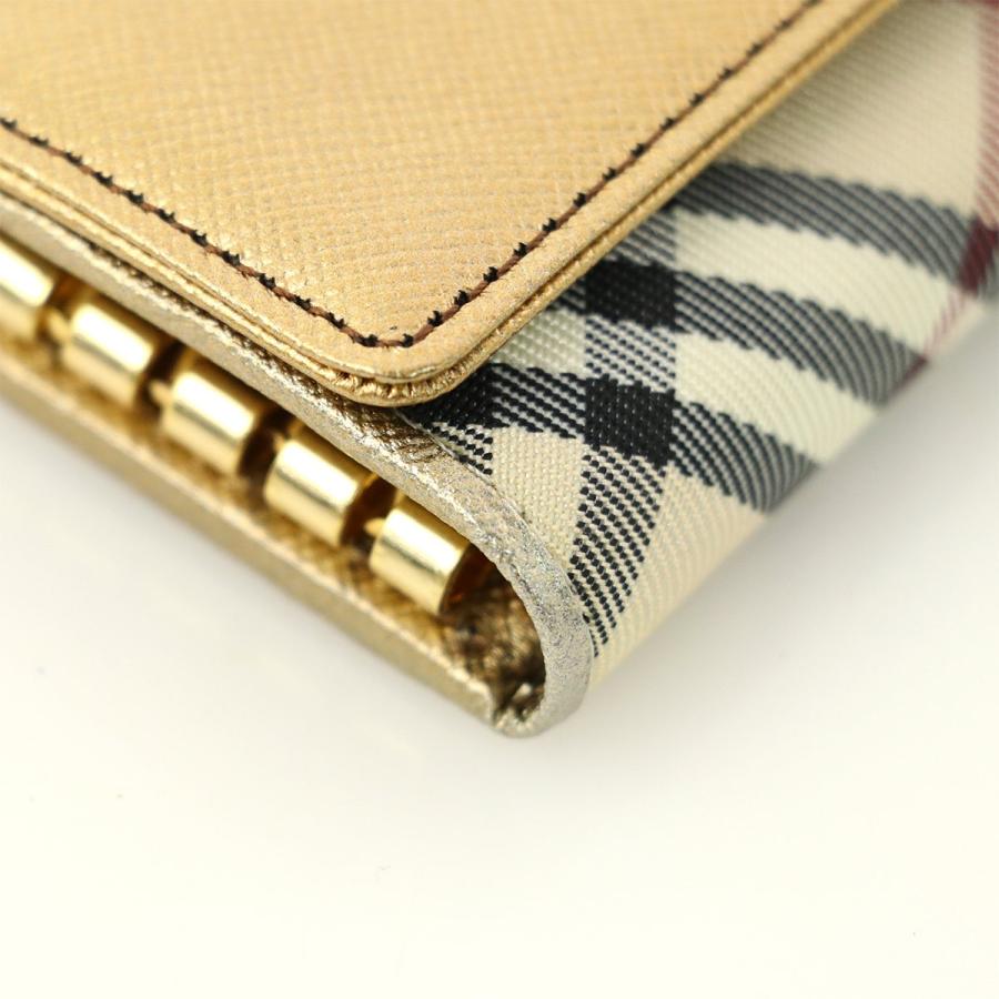 バーバリー BURBERRY バーバリーチェック ゴールド レザー キャンバス