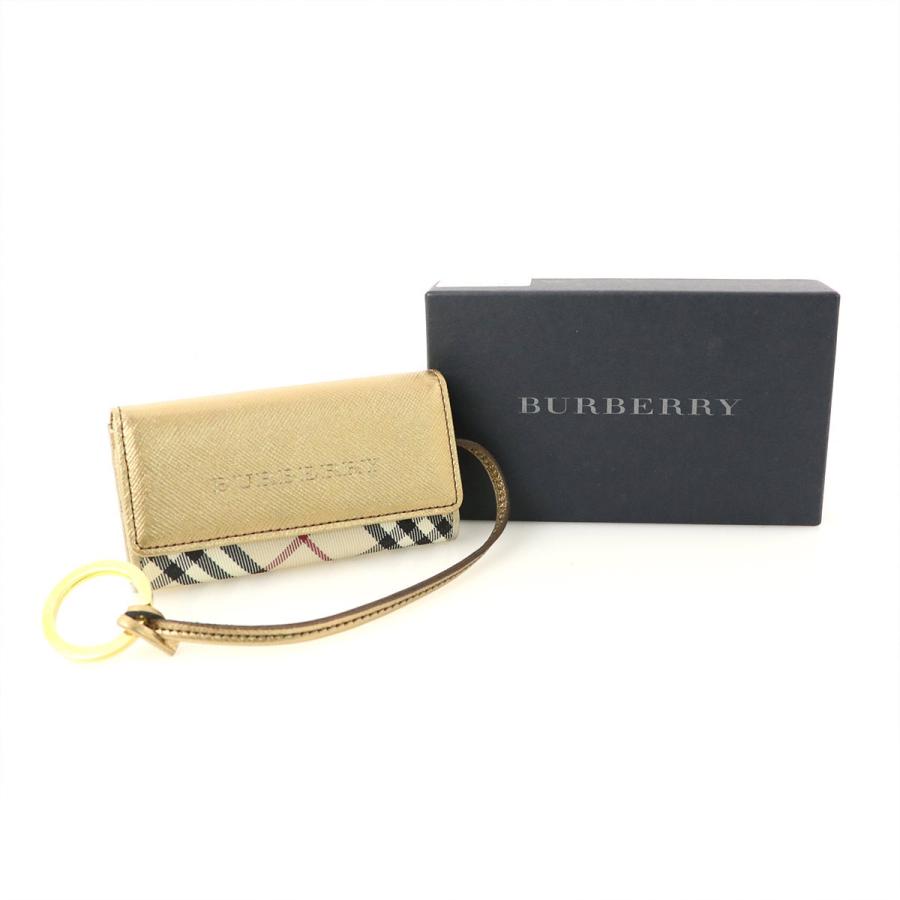 バーバリー BURBERRY バーバリーチェック ゴールド レザー キャンバス