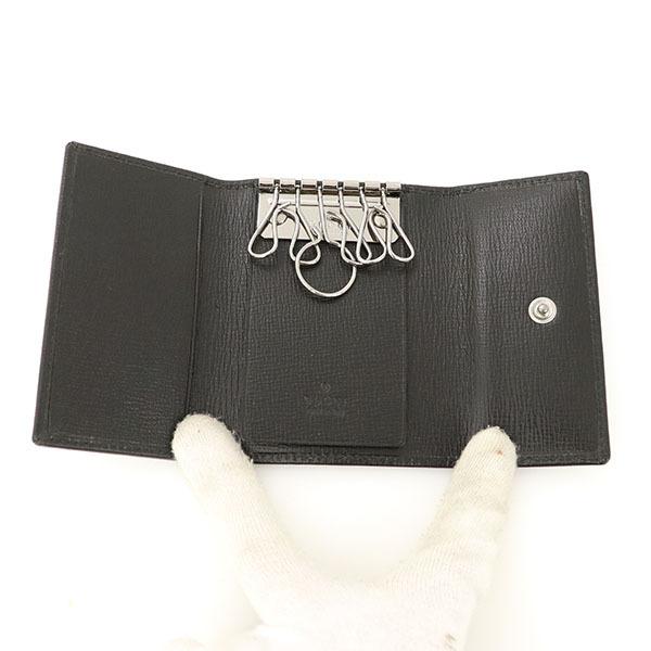 グッチ GUCCI 6連キーケース 120950 レザー ブラック シルバー カギ 黒
