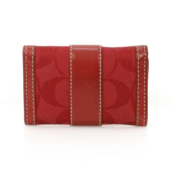 コーチ COACH 6連キーケース キャンバス レザー シグネチャー レッド