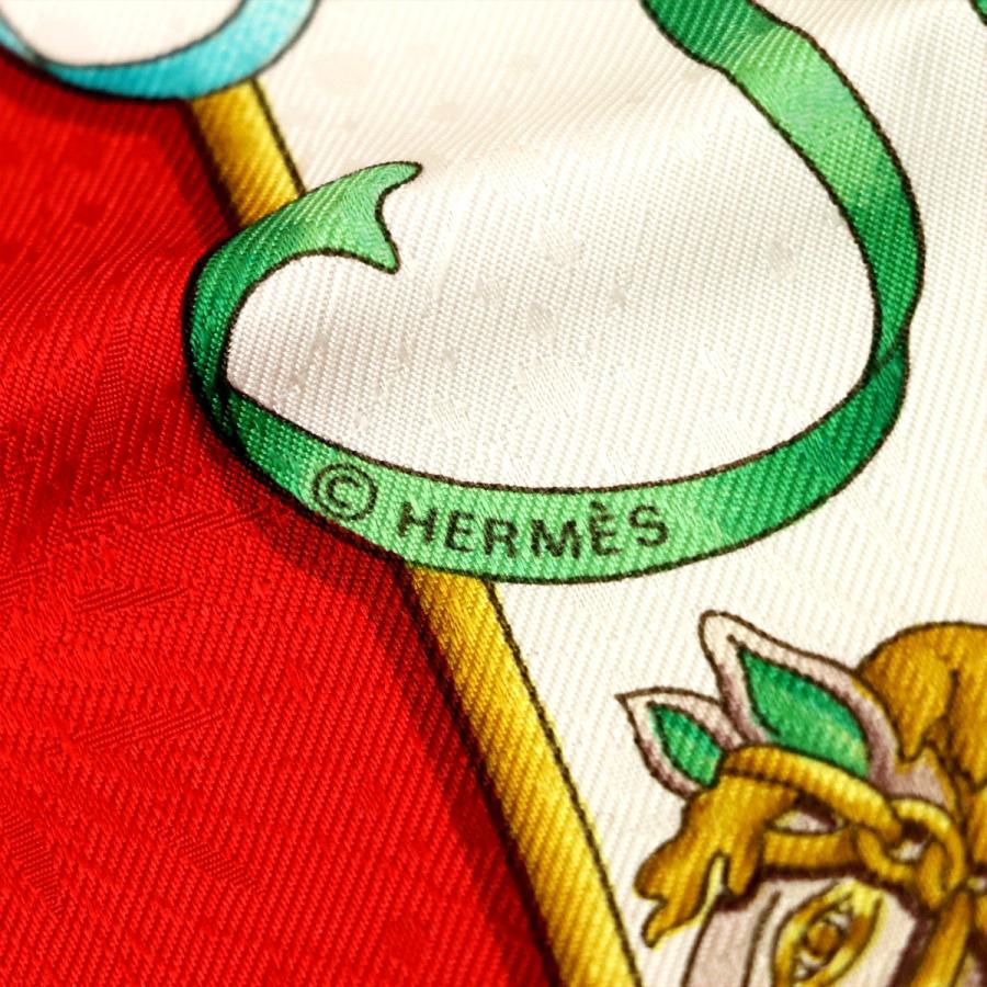 エルメス HERMES カレ90 スカーフ ルナパーク シルク100% レッド