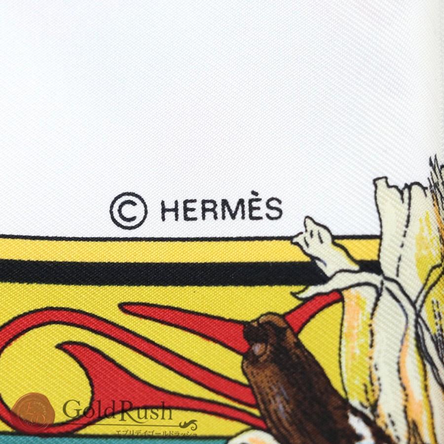 HERMES エルメス カレ90 カチナ ホワイト タグ無し/シミ有 スカーフ HERMES エルメス カレ90 カチナ ホワイト タグ無し/シミ有 スカーフ